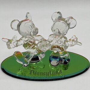 Disney World Mickey & Minnie Walking Arribas Brothers Glass Figurine Iridescent